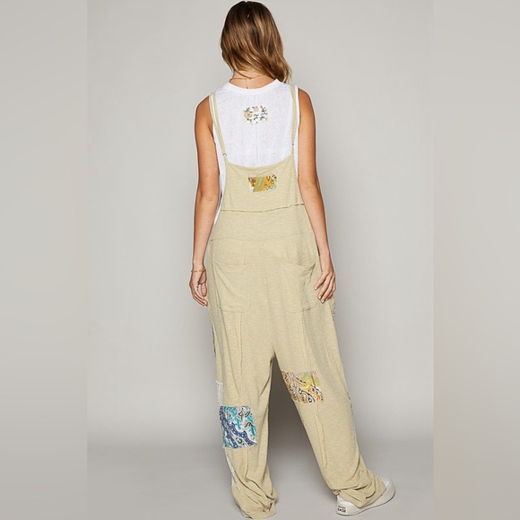 131B. Ribbed Patched Vintage Wash Jumpsuit - Green - Picture 3 of 8